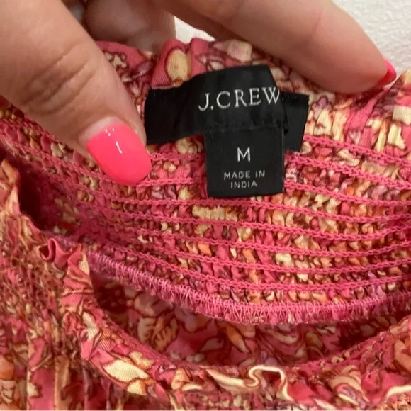 J.Crew Squareneck puff-sleeve cotton-blend voile top in bouquet block print - Picture 8 of 11